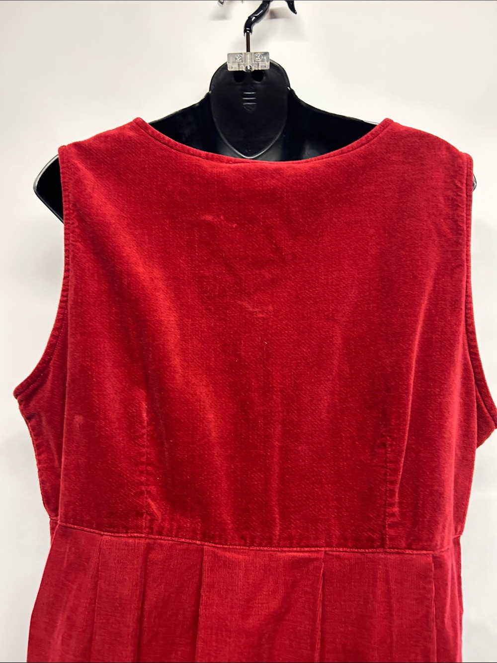 Woolrich Women's Red 100%Cotton Corduroy Dress Button Detail View 6